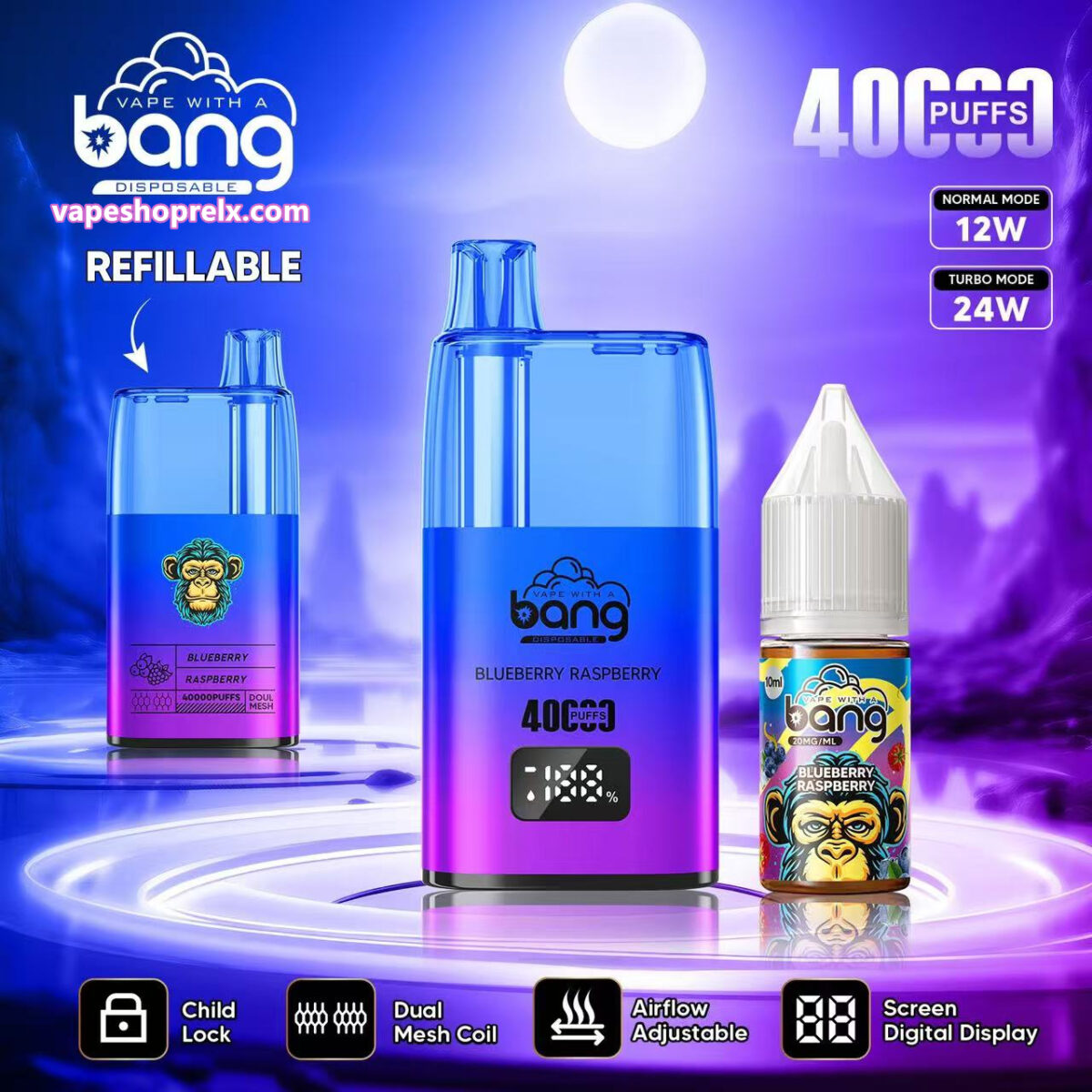Bang Refillable 註油主機40000 新款電子煙主機 小煙主機 可重復註油 原機配帶煙油 時尚外觀