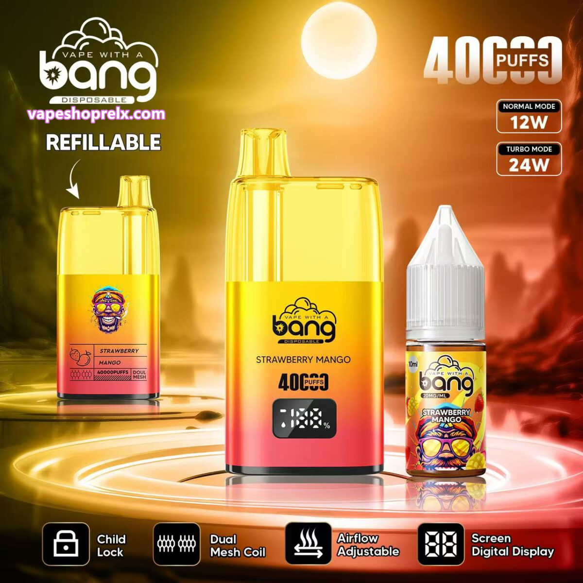 Bang Refillable 註油主機40000 新款電子煙主機 小煙主機 可重復註油 原機配帶煙油 時尚外觀