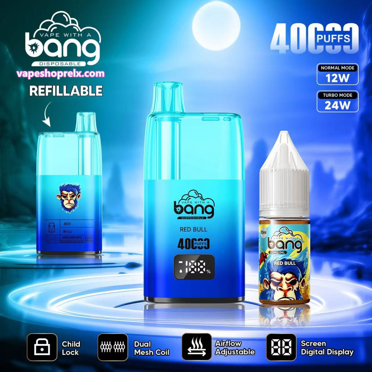Bang Refillable 註油主機40000 新款電子煙主機 小煙主機 可重復註油 原機配帶煙油 時尚外觀